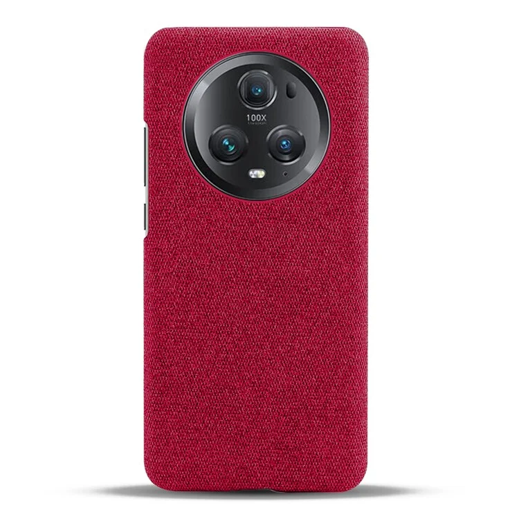 For Honor Magic5 Pro Cellphone Case Solid Color Shockproof Hard PC+Cloth Phone Back Cover - Red