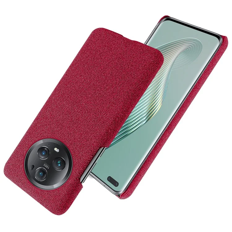 For Honor Magic5 Pro Cellphone Case Solid Color Shockproof Hard PC+Cloth Phone Back Cover - Red