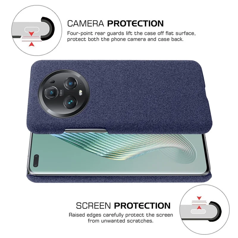 Чехол для мобильного телефона For Honor Magic5 Pro, твердый пластиковый чехол с тканевой вставкой, защита от ударов - синий