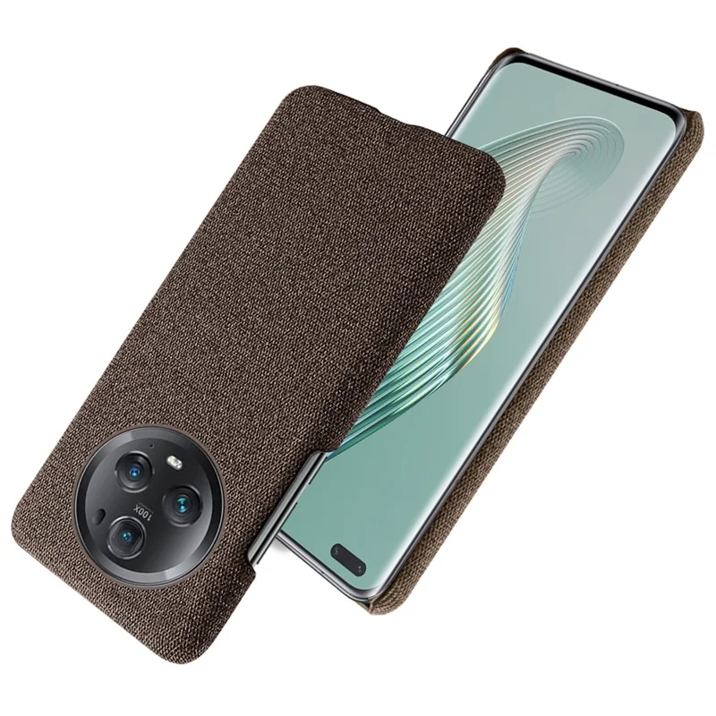 For Honor Magic5 Pro Cellphone Case Solid Color Shockproof Hard PC+Cloth Phone Back Cover - Brown