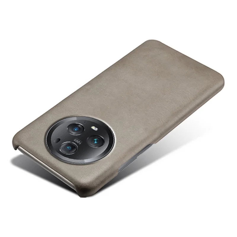 For Honor Magic5 Pro Calf Texture Phone Case Leather Coated PC Phone Cover - Grey