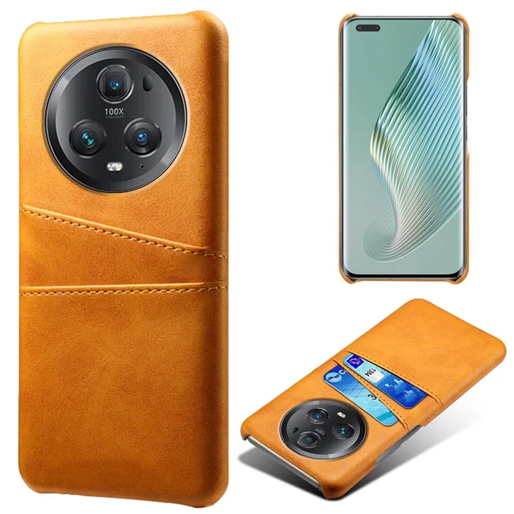 Für Honor Magic5 Pro 5G Anti-kratzer-telefonhülle Doppelkarten-slots Leder-pc-abdeckung - Orange