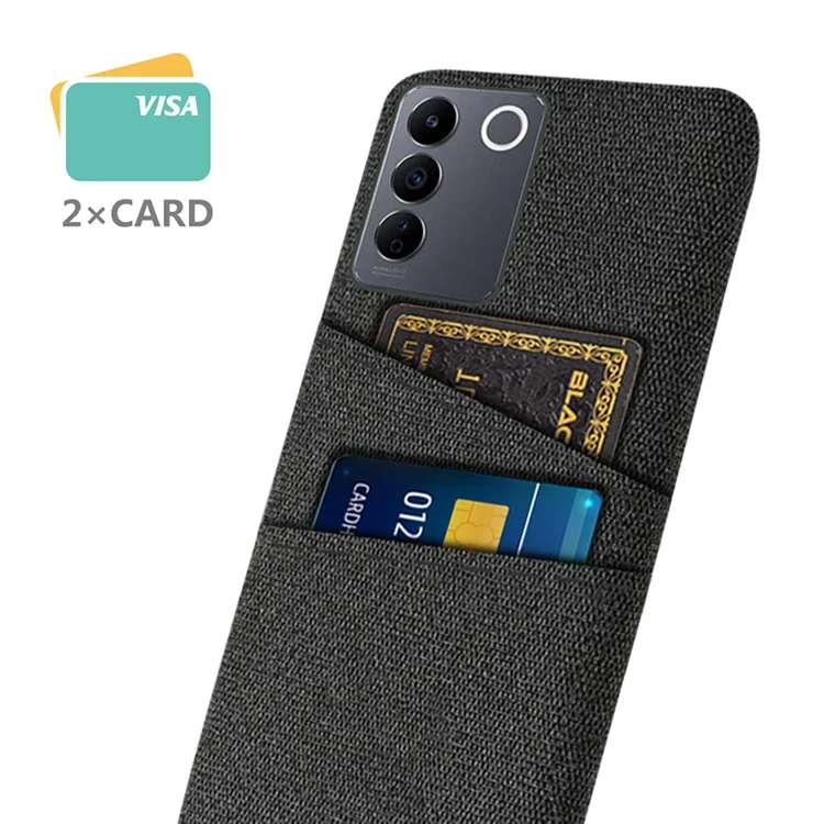 Per vivo S16e 5G Dual Card Slots Phone Cover Cloth Texture Hard PC Phone Case - Nero