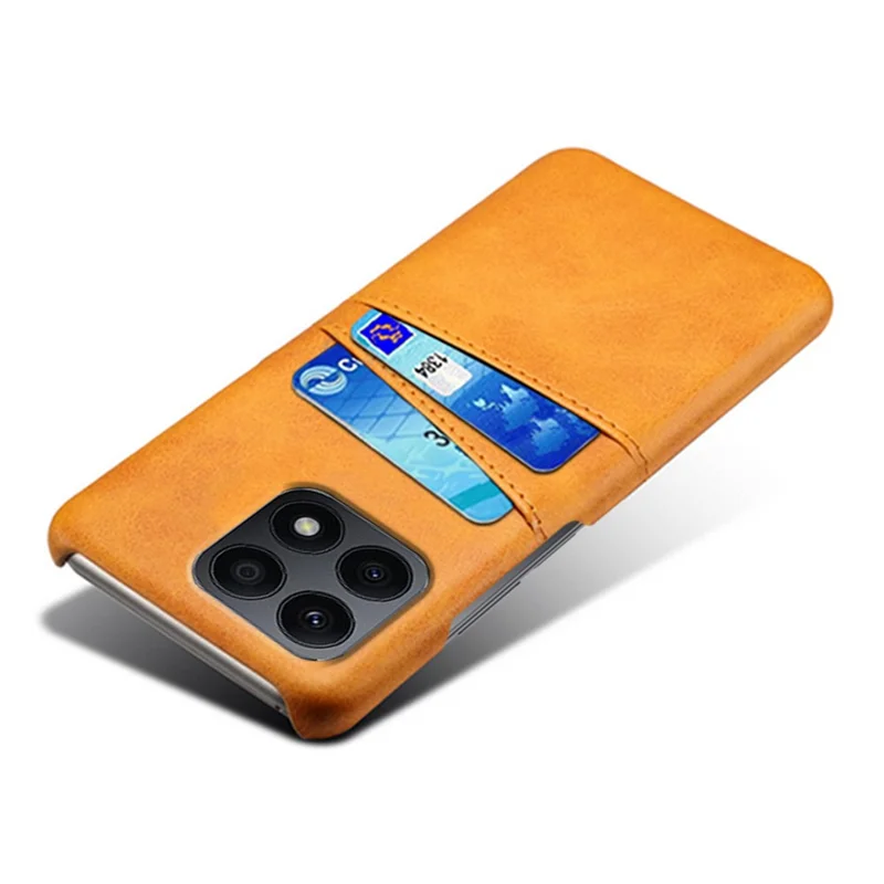 For Honor X8a 4G Dual Card Slots Phone Case Anti-scratch Leather+PC Phone Cover - Orange