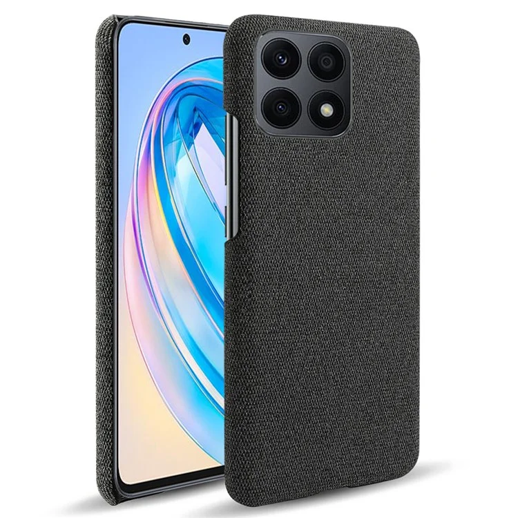 For Honor X8a 4G Sólido Color Funda de Teléfono Celular Anti-arañazos Estuche Duro PC+Tela Cubierta de Teléfono Trasera - Negro