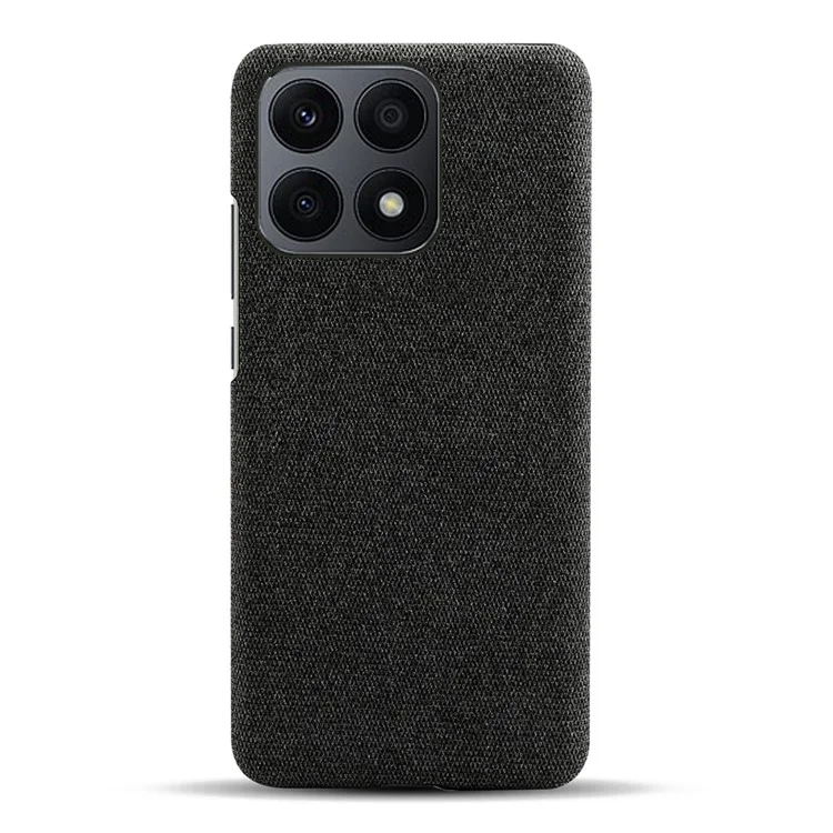 For Honor X8a 4G Sólido Color Funda de Teléfono Celular Anti-arañazos Estuche Duro PC+Tela Cubierta de Teléfono Trasera - Negro