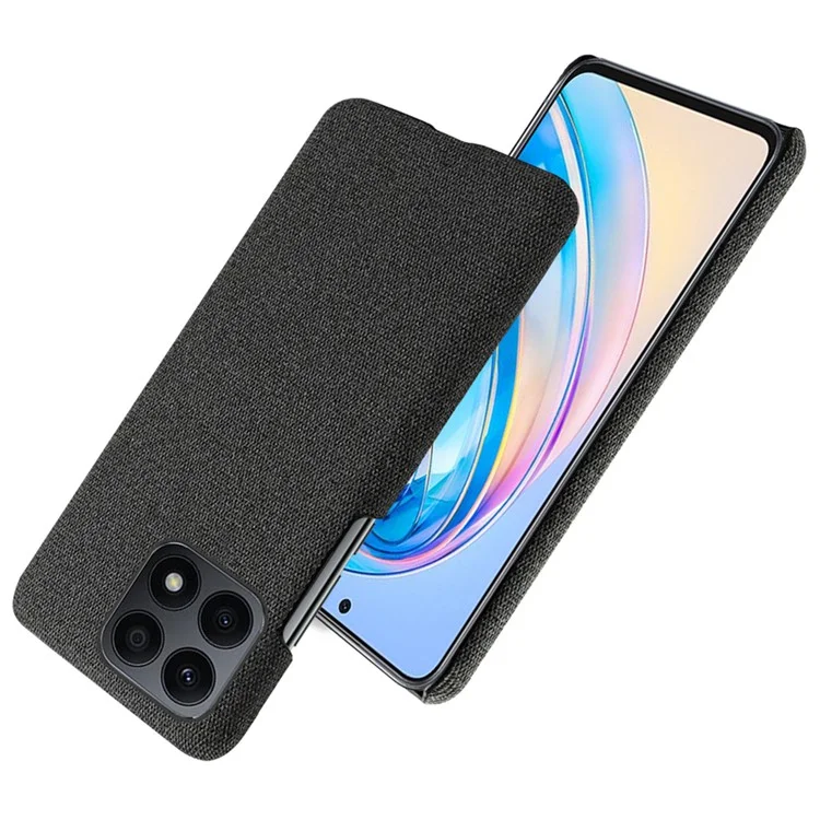 For Honor X8a 4G Sólido Color Funda de Teléfono Celular Anti-arañazos Estuche Duro PC+Tela Cubierta de Teléfono Trasera - Negro