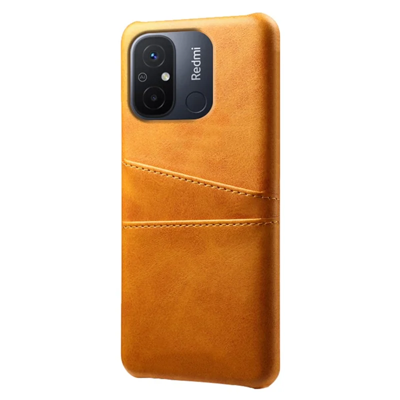 For Xiaomi Redmi 12C 4G Læderbelagt PC-telefoncase med Dobbelt Kortoplægning Smartphone Cover - Orange