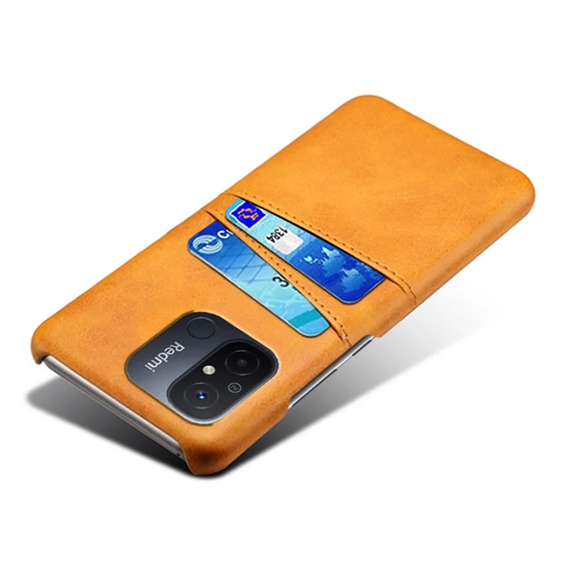 For Xiaomi Redmi 12C 4G Læderbelagt PC-telefoncase med Dobbelt Kortoplægning Smartphone Cover - Orange