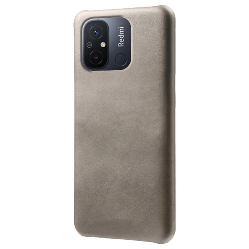 For Xiaomi Redmi 12C 4G Calf Texture Phone Case Leather Coated PC Shockproof Cover - Grey