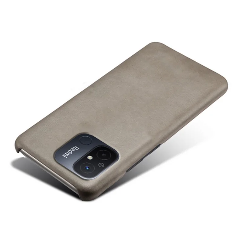 For Xiaomi Redmi 12C 4G Calf Texture Phone Case Leather Coated PC Shockproof Cover - Grey