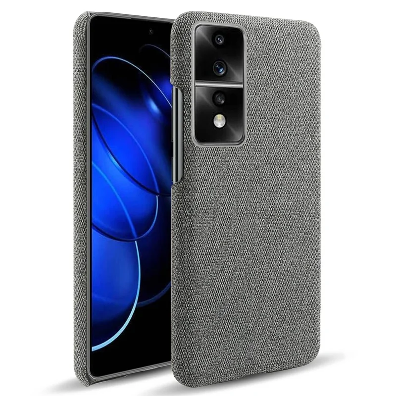 For Honor 80 GT 5G Drop Resistant Cellphone Case Solid Color Hard PC+Cloth Phone Back Cover - Grey