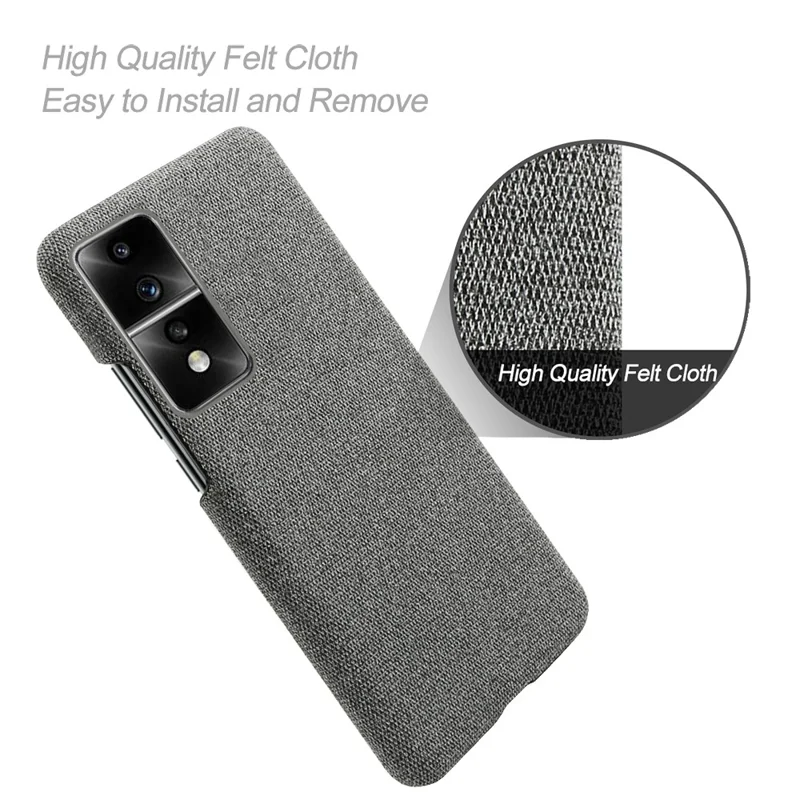 For Honor 80 GT 5G Drop Resistant Cellphone Case Solid Color Hard PC+Cloth Phone Back Cover - Grey