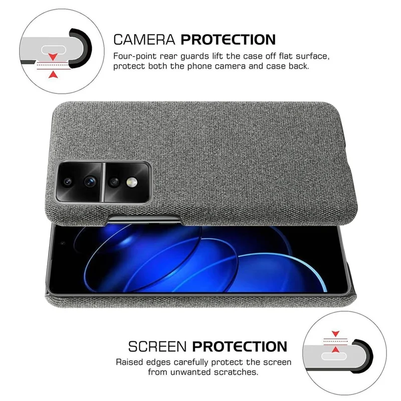 For Honor 80 GT 5G Drop Resistant Cellphone Case Solid Color Hard PC+Cloth Phone Back Cover - Grey