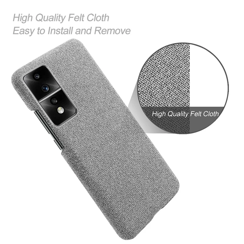 Per Honor 80 GT 5G Drop Resistant Cellphone Case Solid Color Hard PC+Cloth Phone Back Cover - Light Grey