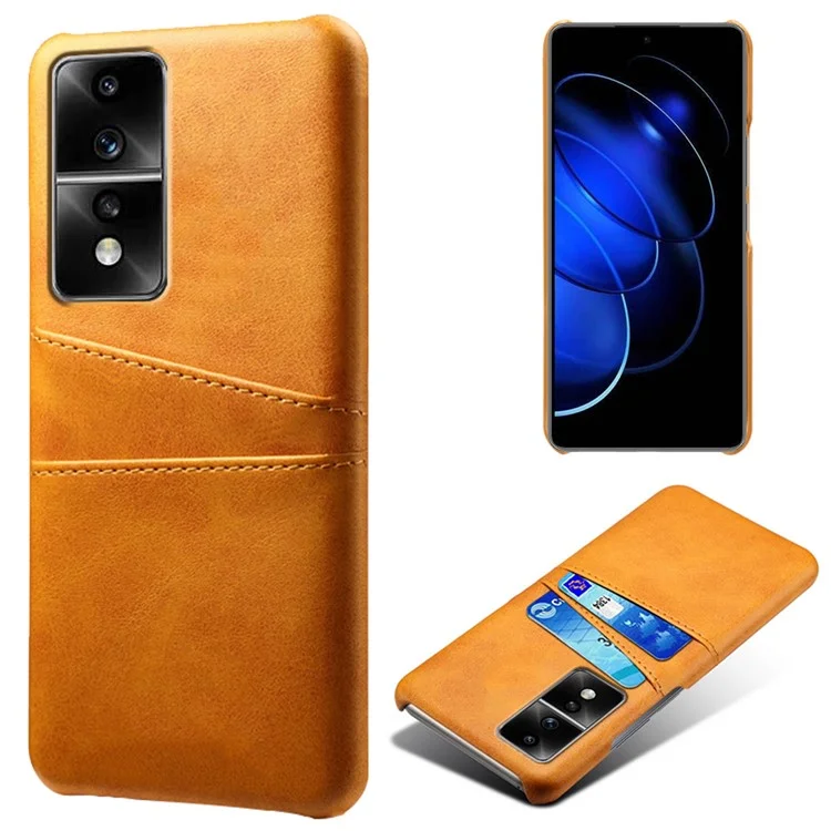 Estuche con doble ranura para tarjetas para Honor 80 GT 5G, Funda de Teléfono de Piel de PU Revestida+PC - Naranja