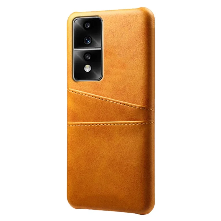 Estuche con doble ranura para tarjetas para Honor 80 GT 5G, Funda de Teléfono de Piel de PU Revestida+PC - Naranja