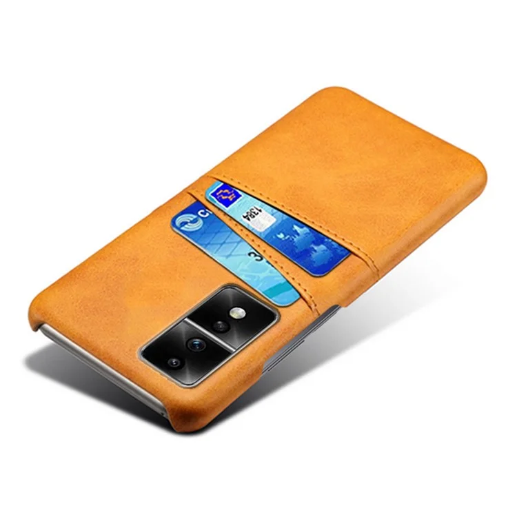 Estuche con doble ranura para tarjetas para Honor 80 GT 5G, Funda de Teléfono de Piel de PU Revestida+PC - Naranja