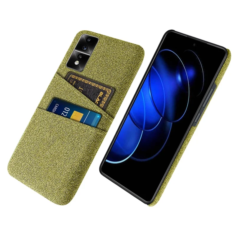 For Honor 80 GT 5G Dual Card Slots Phone Case Hard PC Soft Cloth Texture Protective Cover - Yellow