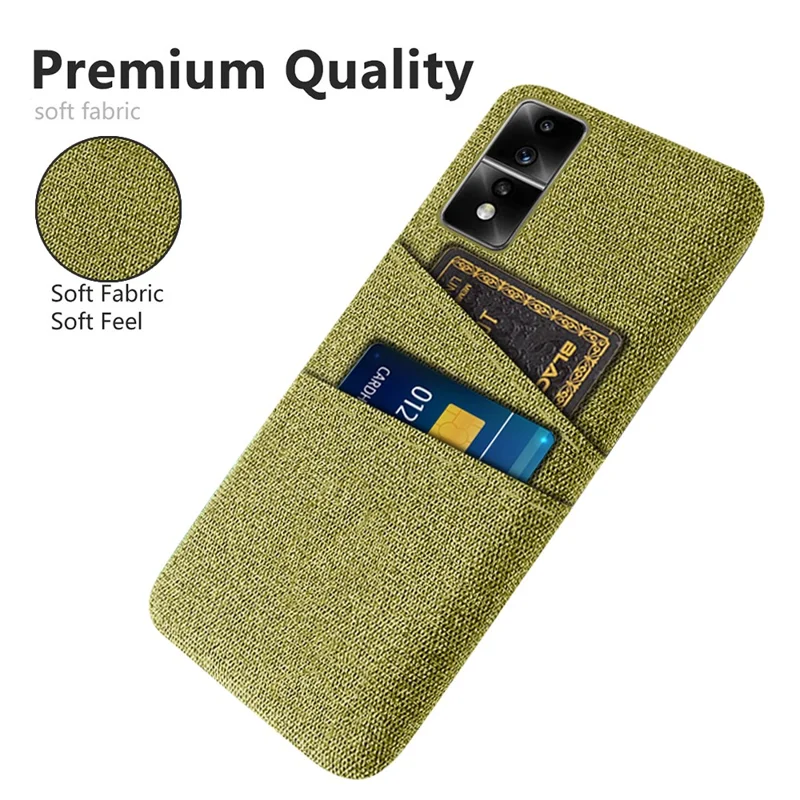 For Honor 80 GT 5G Dual Card Slots Phone Case Hard PC Soft Cloth Texture Protective Cover - Yellow