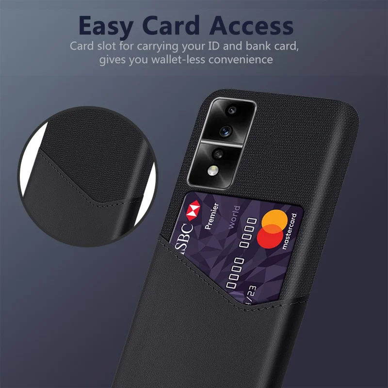 For Honor 80 GT 5G PU Leather + PC Card Holder Case Cloth Texture Protective Phone Cover - Black