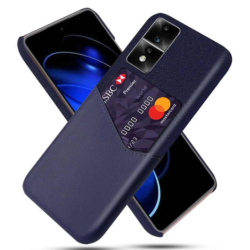 For Honor 80 GT 5G PU Leather + PC Card Holder Case Cloth Texture Protective Phone Cover - Blue