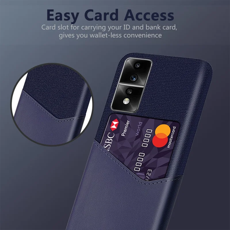 For Honor 80 GT 5G PU Leather + PC Card Holder Case Cloth Texture Protective Phone Cover - Blue