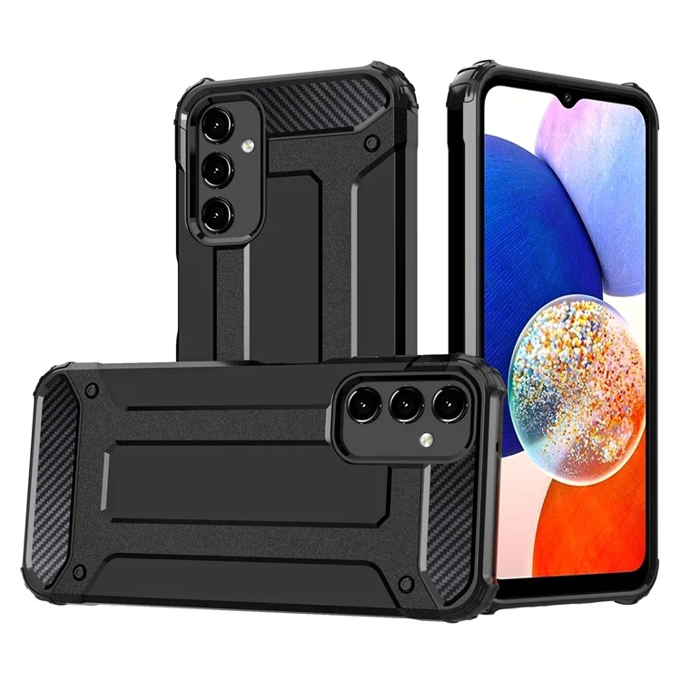 For Samsung Galaxy A14 5G / A14 4G Phone Case Hard PC Back + Soft TPU Frame Anti-Slip Cover - Black