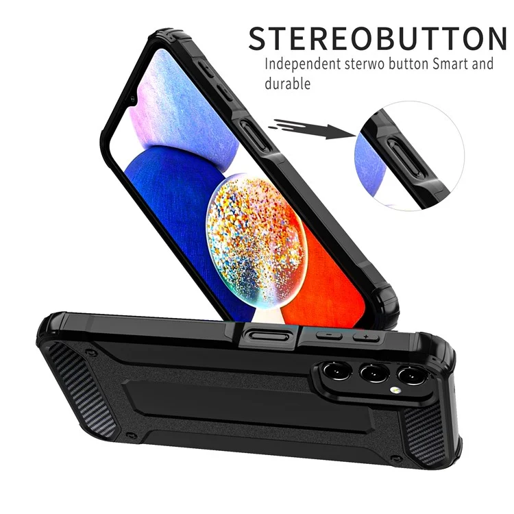 For Samsung Galaxy A14 5G / A14 4G Phone Case Hard PC Back + Soft TPU Frame Anti-Slip Cover - Black