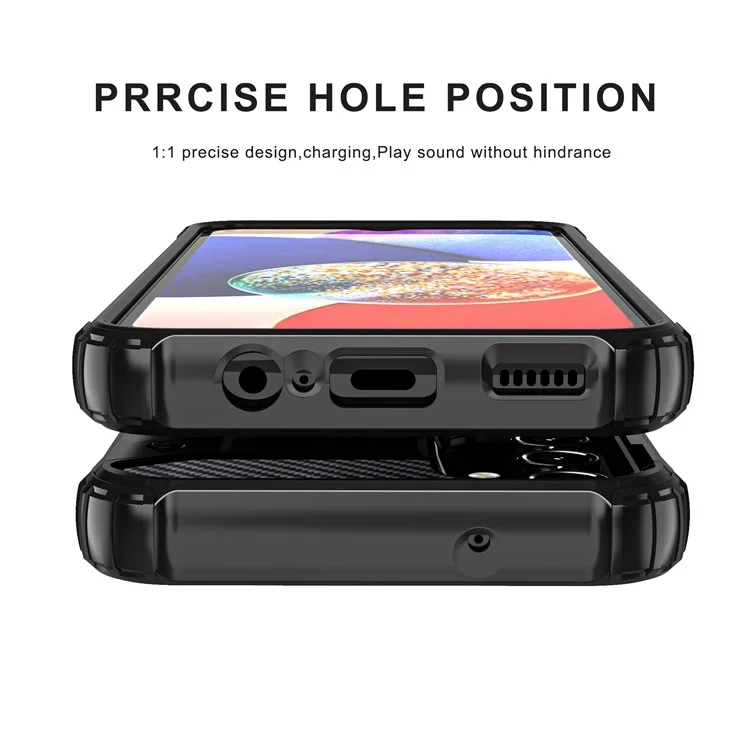 For Samsung Galaxy A14 5G / A14 4G Phone Case Hard PC Back + Soft TPU Frame Anti-Slip Cover - Black