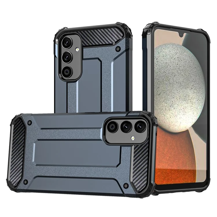For Samsung Galaxy A34 5G Phone Protector Case Hard PC Back + Soft TPU Frame Back Cover - Navy Blue