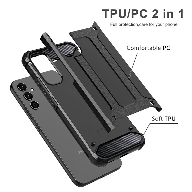 For Samsung Galaxy A34 5G Phone Protector Case Hard PC Back + Soft TPU Frame Back Cover - Silver