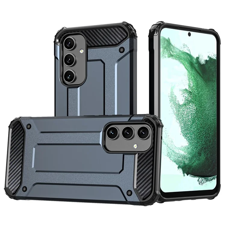 For Samsung Galaxy A54 5G Phone Protector Case Anti-scratch Hard PC Back + Soft TPU Frame Back Cover - Navy Blue