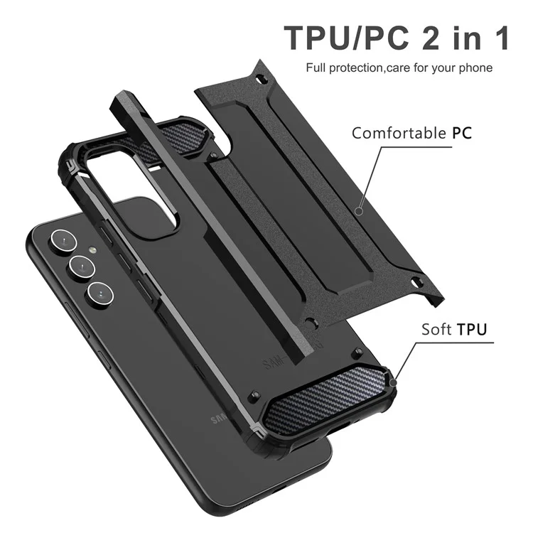 For Samsung Galaxy A54 5G Phone Protector Case Anti-scratch Hard PC Back + Soft TPU Frame Back Cover - Navy Blue