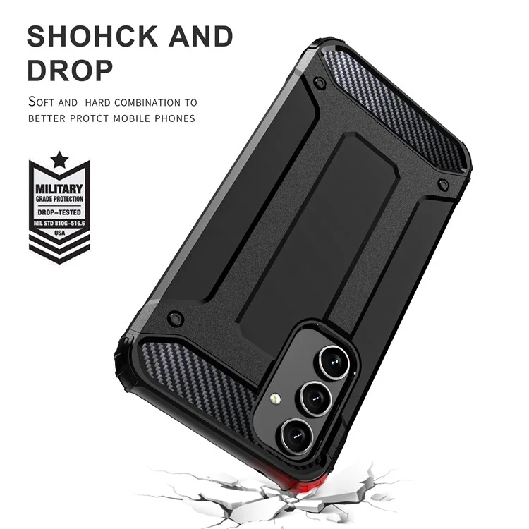 For Samsung Galaxy A54 5G Phone Protector Case Anti-scratch Hard PC Back + Soft TPU Frame Back Cover - Navy Blue