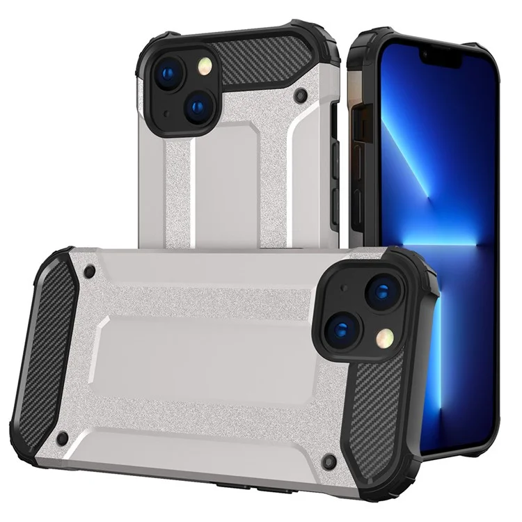 For iPhone 13 6.1 inch Phone Protector Hard PC Back + Soft TPU Shockproof Back Cover Case - Silver
