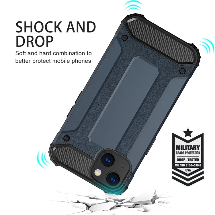 For iPhone 13 6.1 inch Phone Protector Hard PC Back + Soft TPU Shockproof Back Cover Case - Red