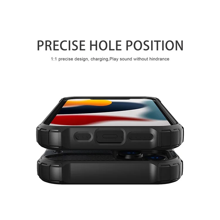 For iPhone 13 6.1 inch Phone Protector Hard PC Back + Soft TPU Shockproof Back Cover Case - Red