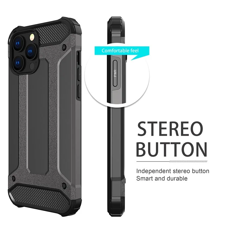 Per Iphone 13 Pro Max 6,7 Pollici Proiezione di Protezione Telefonica PC Hard Back PC + Coper Coperchio TPU Morbido - Argento