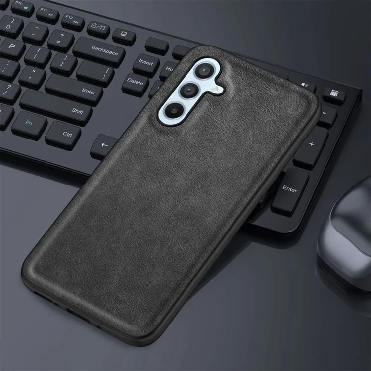 Per Samsung Galaxy A54 5G Retro Texture Phone Case PU Leather Coated TPU Phone Cover - Black