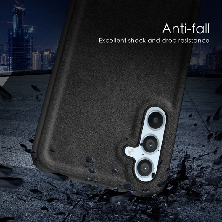 Per Samsung Galaxy A54 5G Retro Texture Phone Case PU Leather Coated TPU Phone Cover - Black