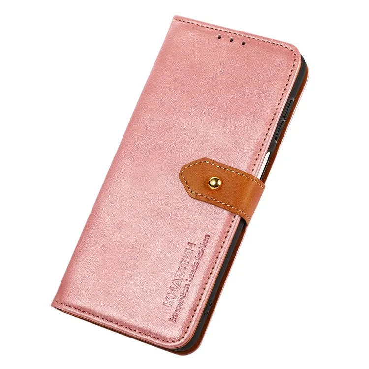 KHAZNEH For Xiaomi 13 Lite / Civi 2 5G Cell Phone Case Cowhide Texture Leather Wallet Stand Phone Cover - Rose Gold