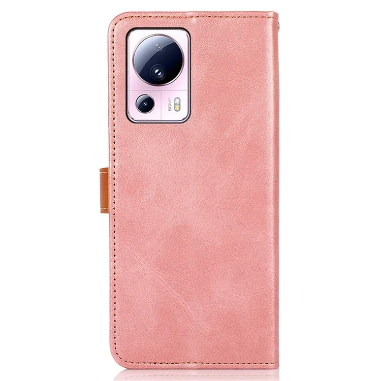 KHAZNEH For Xiaomi 13 Lite / Civi 2 5G Cell Phone Case Cowhide Texture Leather Wallet Stand Phone Cover - Rose Gold