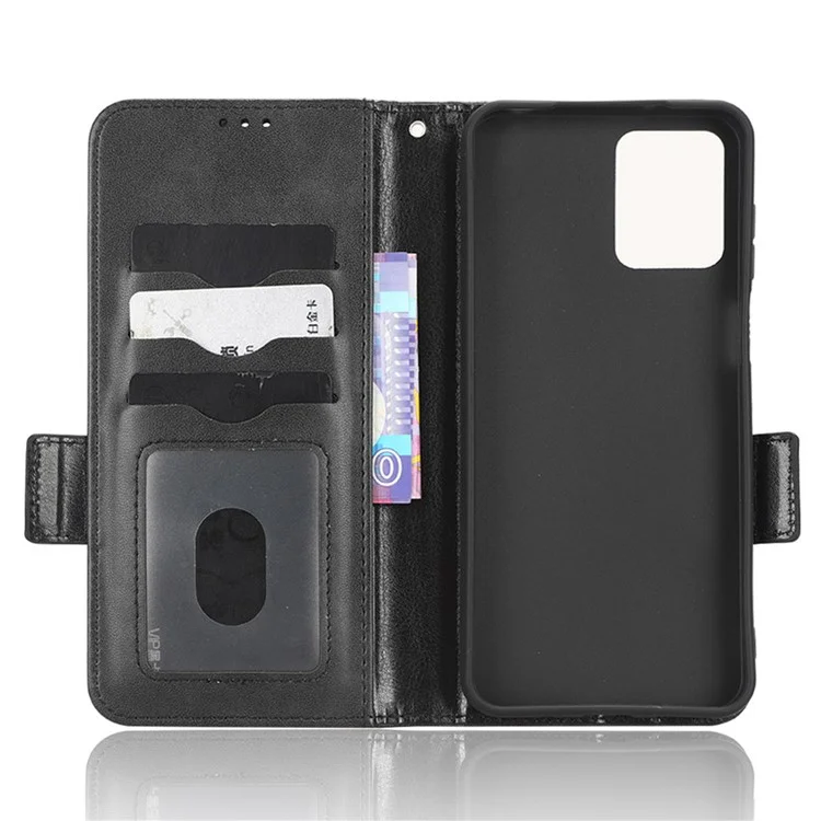 Anti-drop Phone Cover For Motorola Moto G53 5G / G23 4G / G13 4G , Imprinted Triangle Pattern Phone Case Wallet Stand - Black
