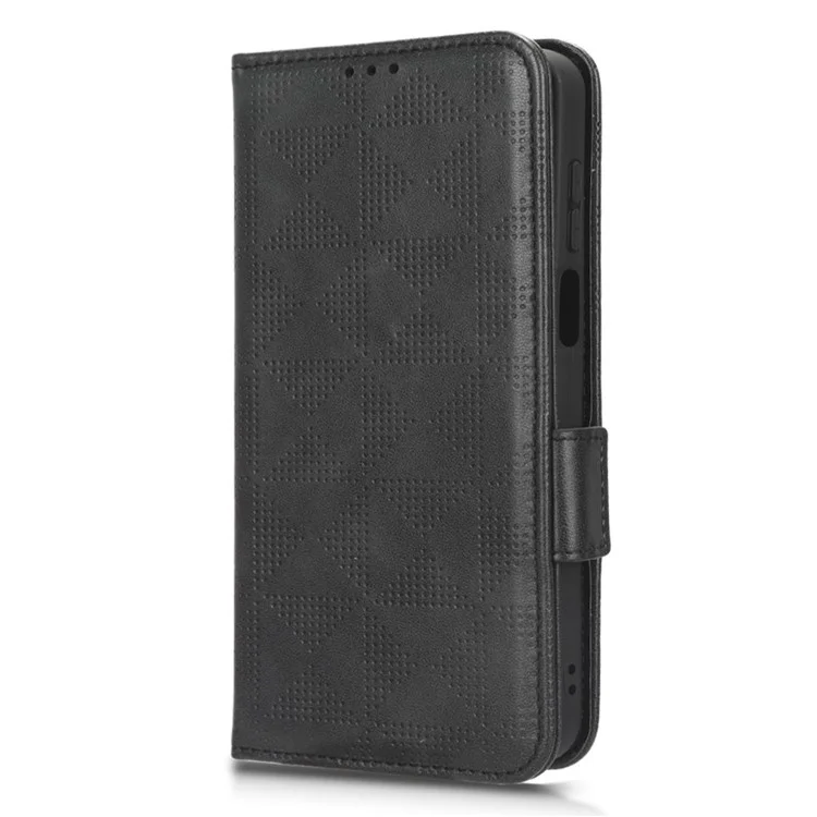 Anti-drop Phone Cover For Motorola Moto G53 5G / G23 4G / G13 4G , Imprinted Triangle Pattern Phone Case Wallet Stand - Black