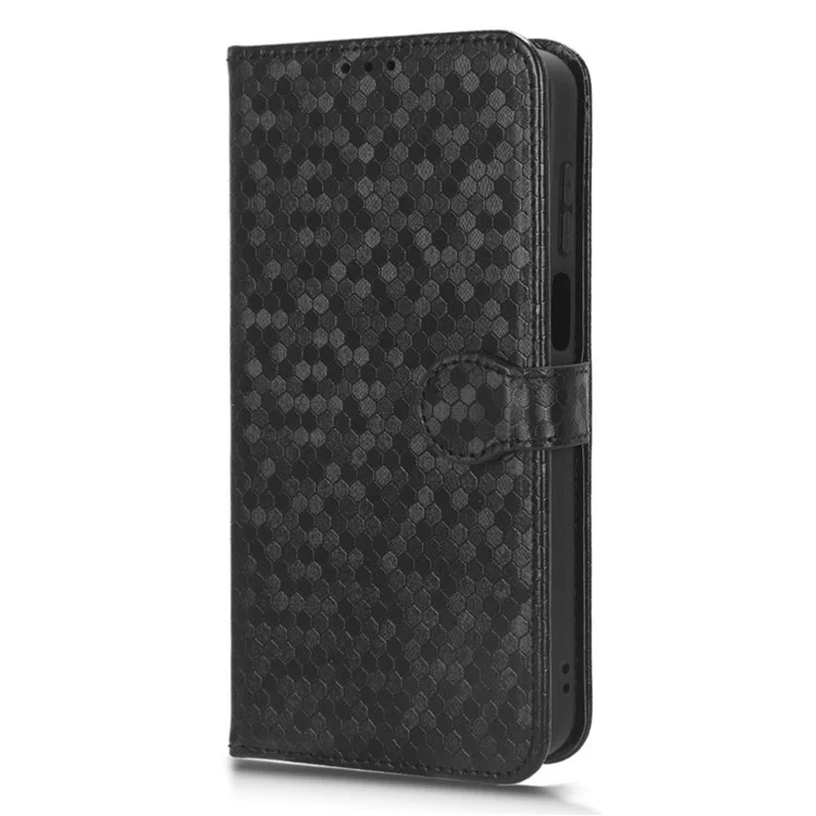 For Motorola Moto G73 5G PU Leather Protective Phone Cover Stand Wallet Dot Pattern Imprinted Phone Case - Black