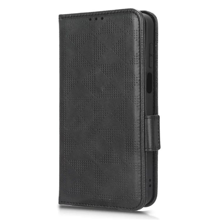 For Motorola Moto G73 5G Flip Leather Wallet Cover Imprinted Triangle Pattern Shockproof Phone Case Stand - Black