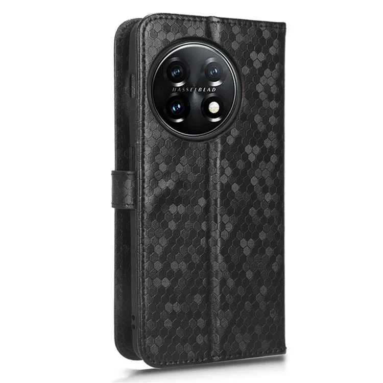 Для OnePlus Ace 2 5G / OnePlus 11R 5G Кожаный чехол-книжка с узором в горошек - Черный