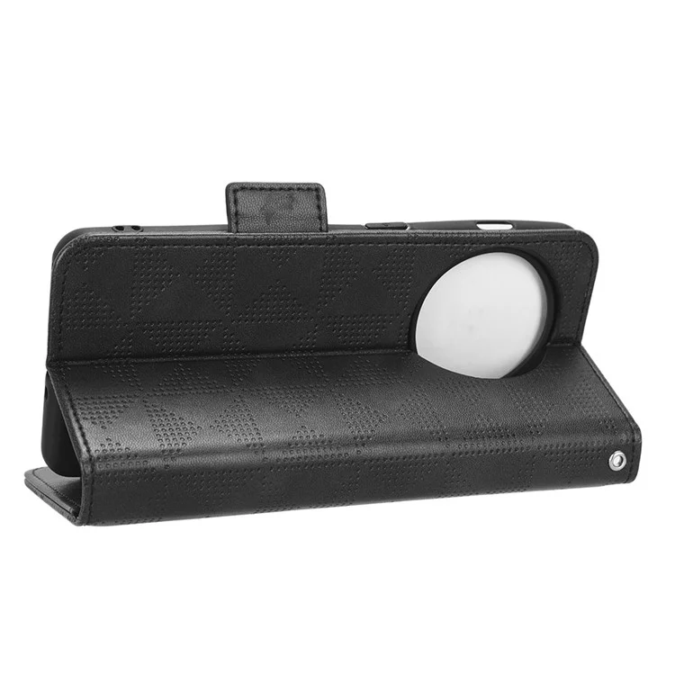 Flip Leather Phone Cover For OnePlus Ace 2 5G / 11R 5G , Wallet Stand Imprinted Triangle Pattern Phone Case - Black