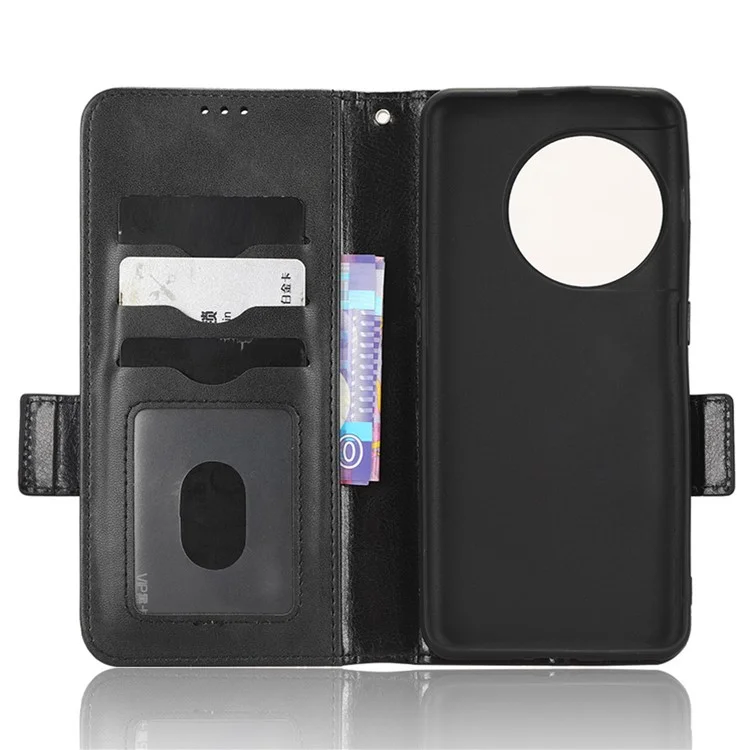 Flip Leather Phone Cover For OnePlus Ace 2 5G / 11R 5G , Wallet Stand Imprinted Triangle Pattern Phone Case - Black